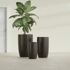 Lisbon Large Round Fiberglass Planter - 18 in x 18 in x 32 in - Matte Brown - Matte Brown,18 in x 18 in x 32 in