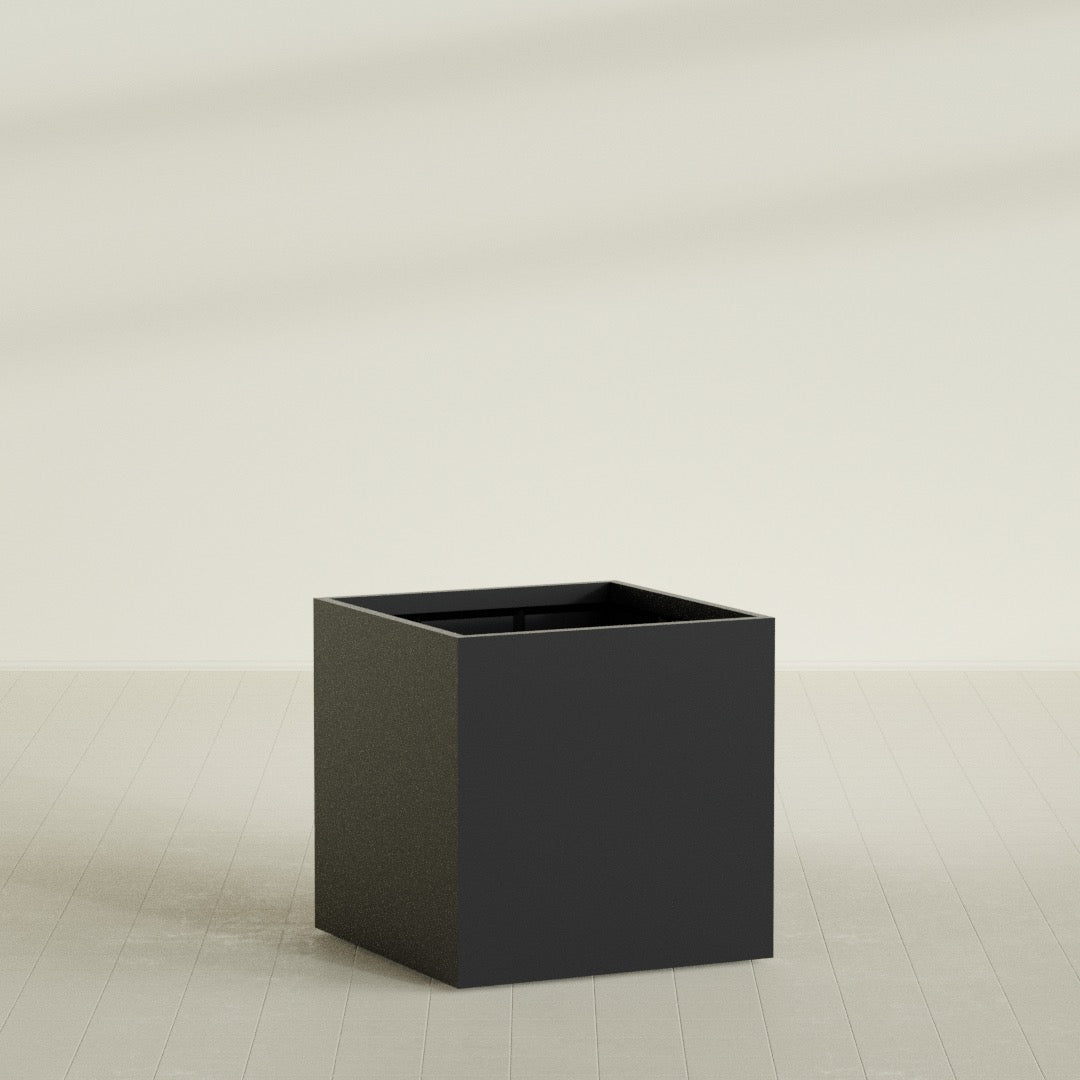 Montroy Large Cube Square Fiberglass Planter - 40 in x 40 in x 40 in - Matte Black - Matte Black,40 in x 40 in x 40 in