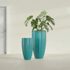 San Jose Large Tall Round Fluted Fiberglass Planter - 16 in x 16 in x 30 in - Satin Sea Foam - Satin Sea Foam,16 in x 16 in x 30 in