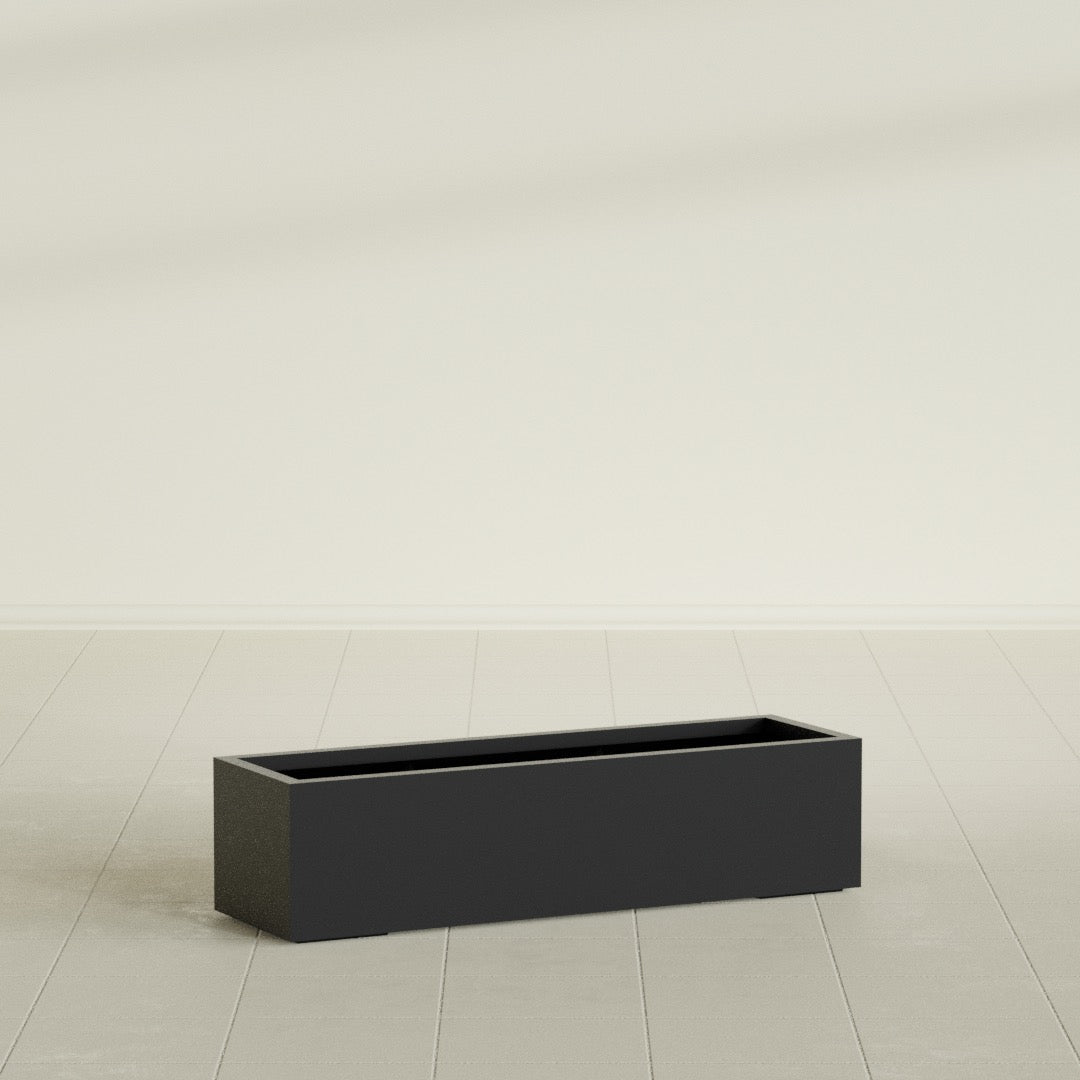 Cuba Large Long Rectangle Fiberglass Planter - 48 in x 14 in x 12 in - Matte Black - Matte Black,48 in x 14 in x 12 in