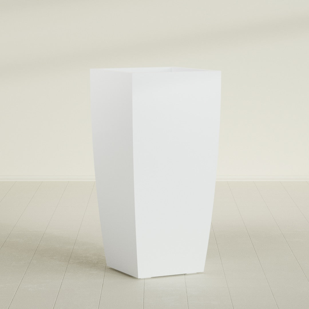 Toulan Extra Large Tall Tapered Square Fiberglass Planter - 23 in x 23 in x 48 in - Matte White - Matte White,23 in x 23 in x 48 in
