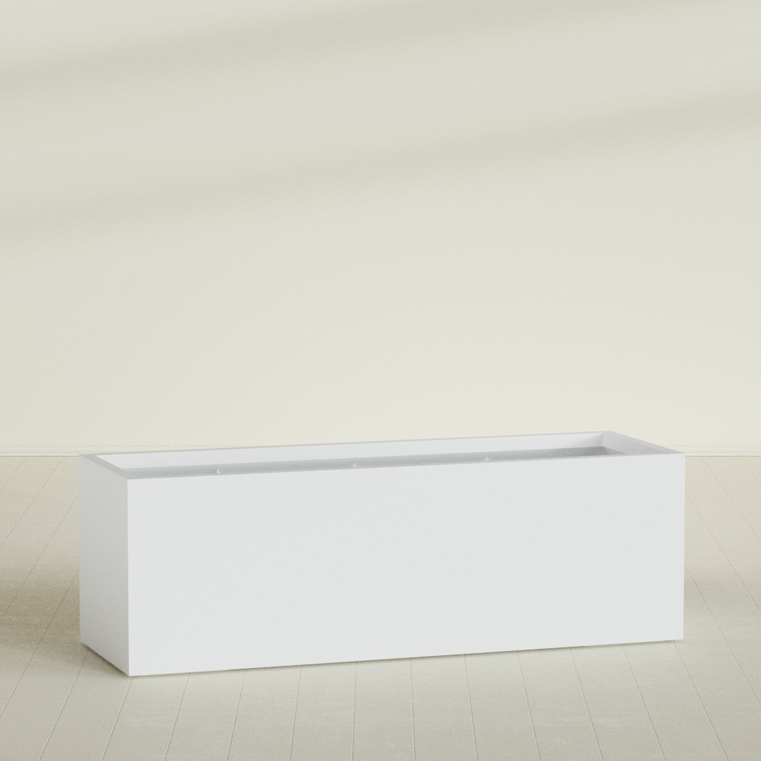 Granada Extra Large Long Rectangle Fiberglass Planter - 72 in x 24 in x 24 in - Gloss White - Gloss White,72 in x 24 in x 24 in