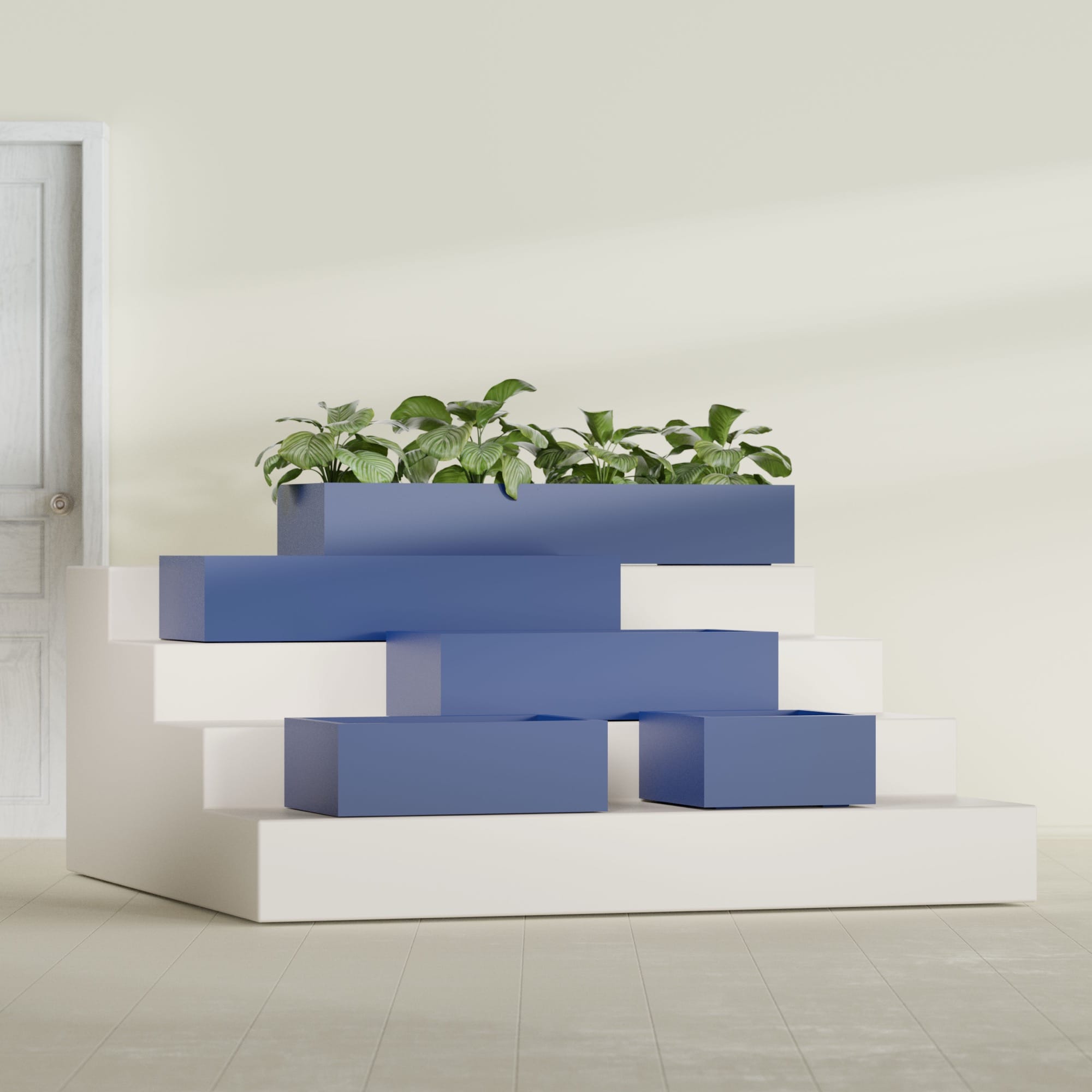 Antwerp Medium Low Rectangle Fiberglass Planter - 24 in x 24 in x 12 in - Matte Cobalt Blue - Matte Cobalt Blue,24 in x 24 in x 12 in