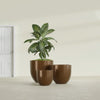 Alzira Large Round Fiberglass Planter - 30 in x 30 in x 28 in - Metallic Bronze - Metallic Bronze,30 in x 30 in x 28 in
