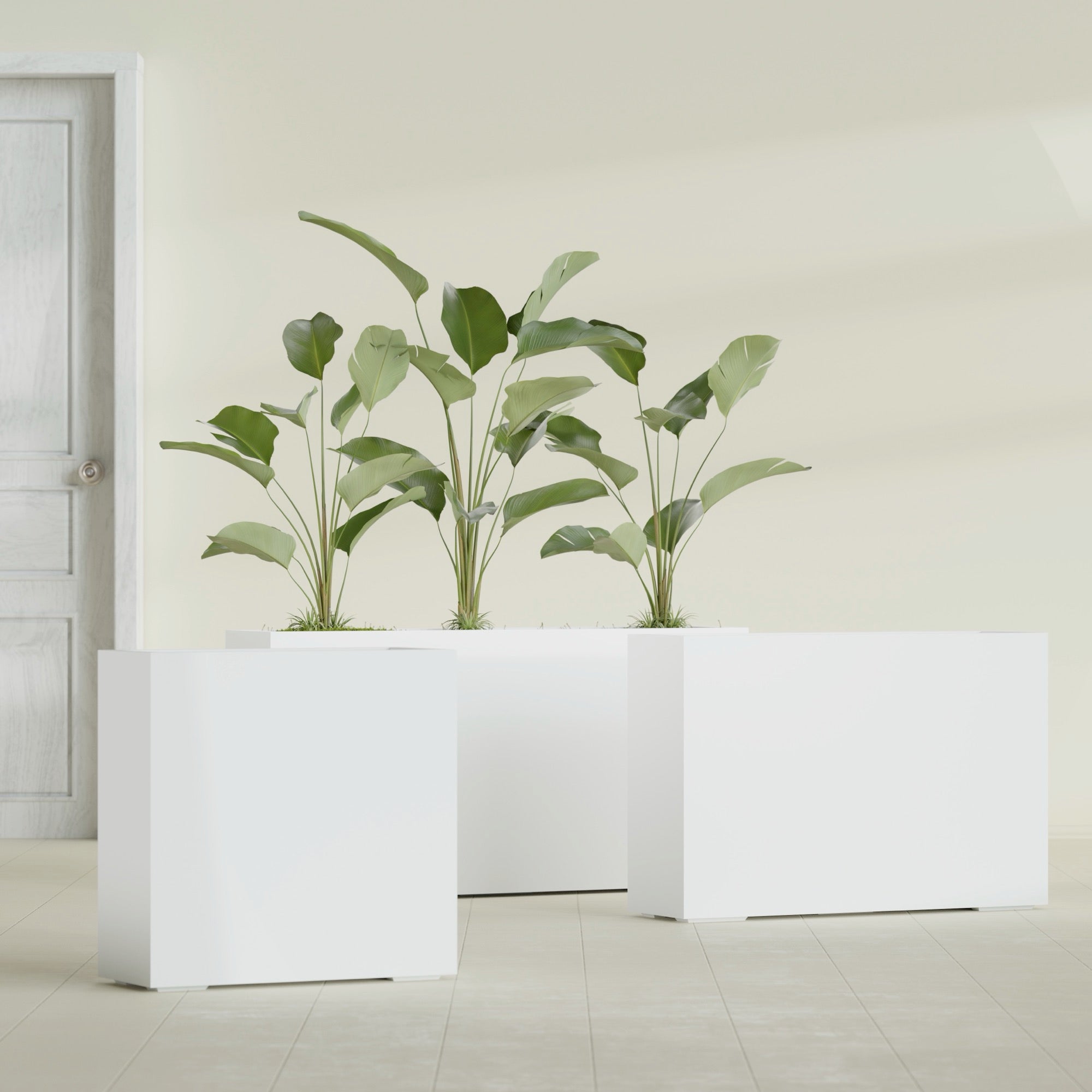 Milano Large Narrow Rectangle Fiberglass Planter - 36 in x 10 in x 24 in - Matte White - Matte White,36 in x 10 in x 24 in