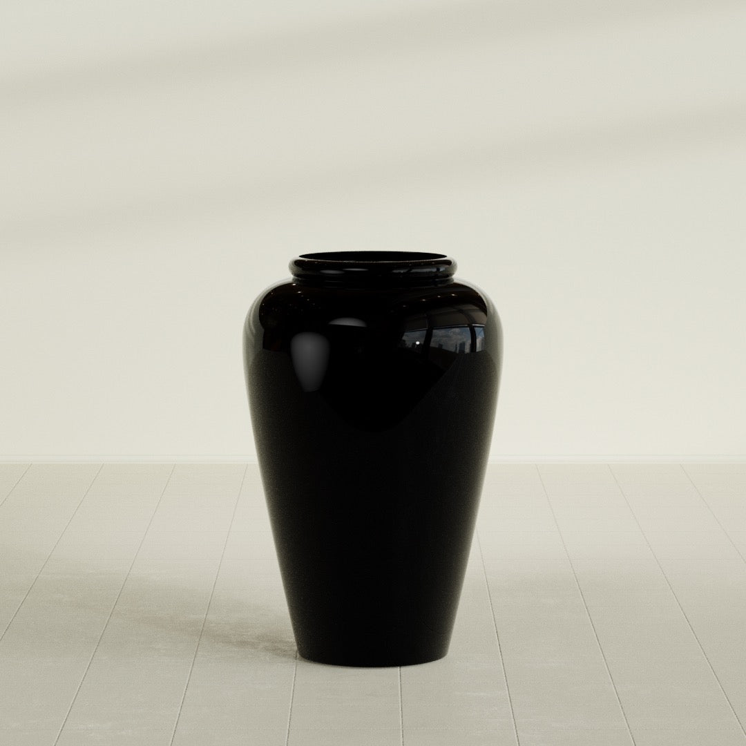 Bara Jar Large Round Fiberglass Planter - 24 in x 24 in x 37 in - Gloss Black - Gloss Black,24 in x 24 in x 37 in