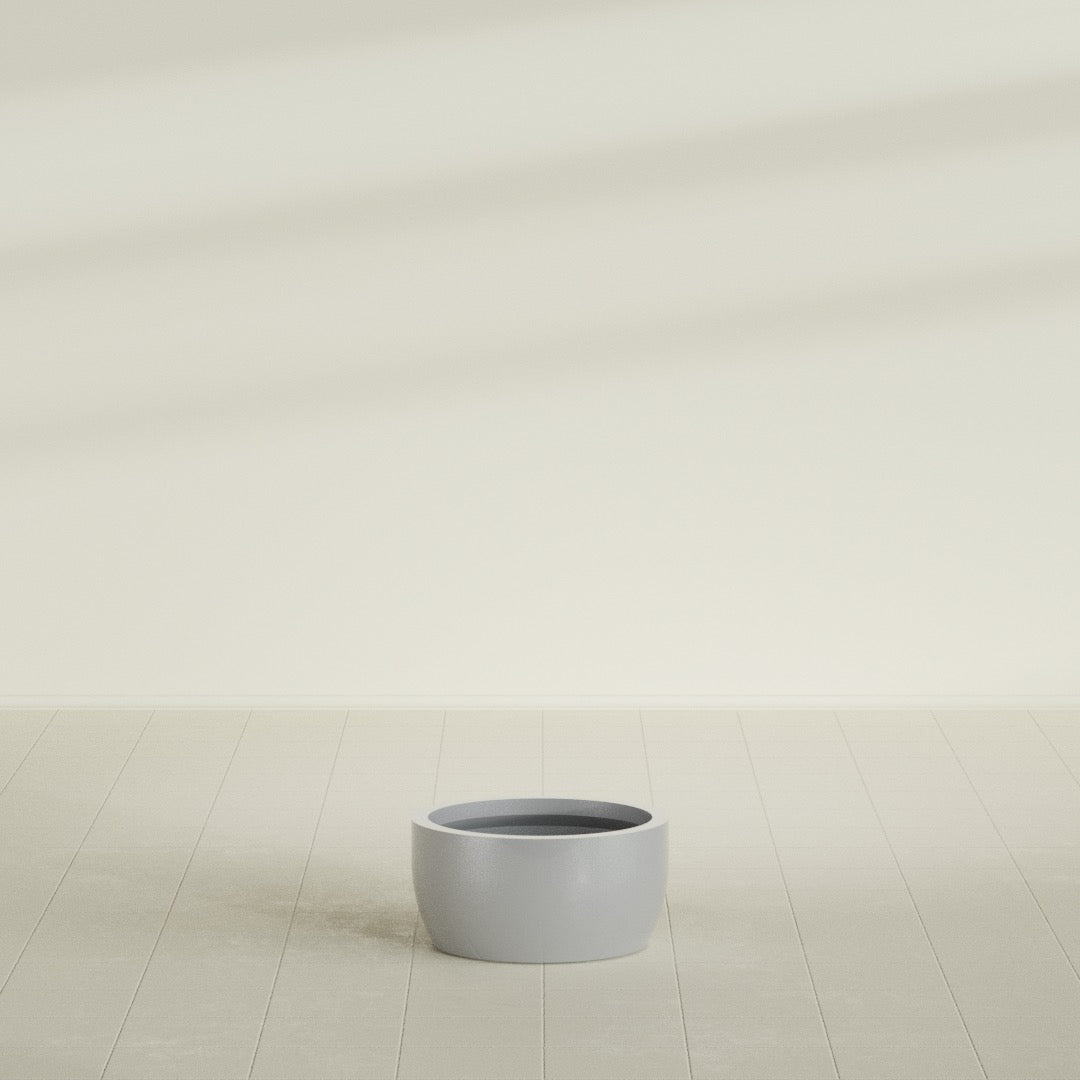 Casablanca Medium Round Low Bowl Fiberglass Planter - 20 in x 20 in x 10 in - Metallic Silver - Metallic Silver,20 in x 20 in x 10 in