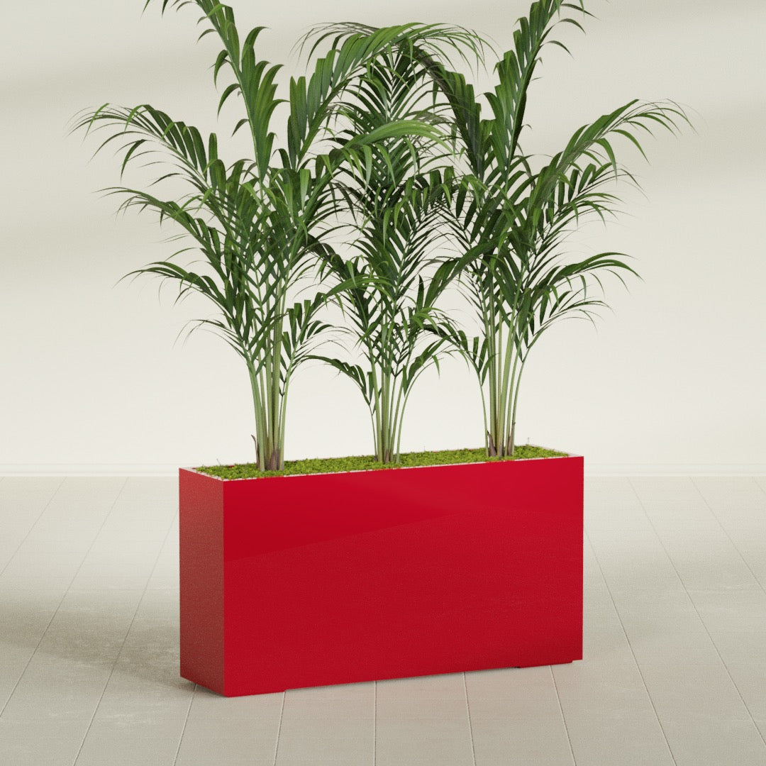 Potsdam Extra Large Long Rectangle Fiberglass Planter - 60 in x 16 in x 32 in - Gloss Red - Gloss Red,60 in x 16 in x 32 in