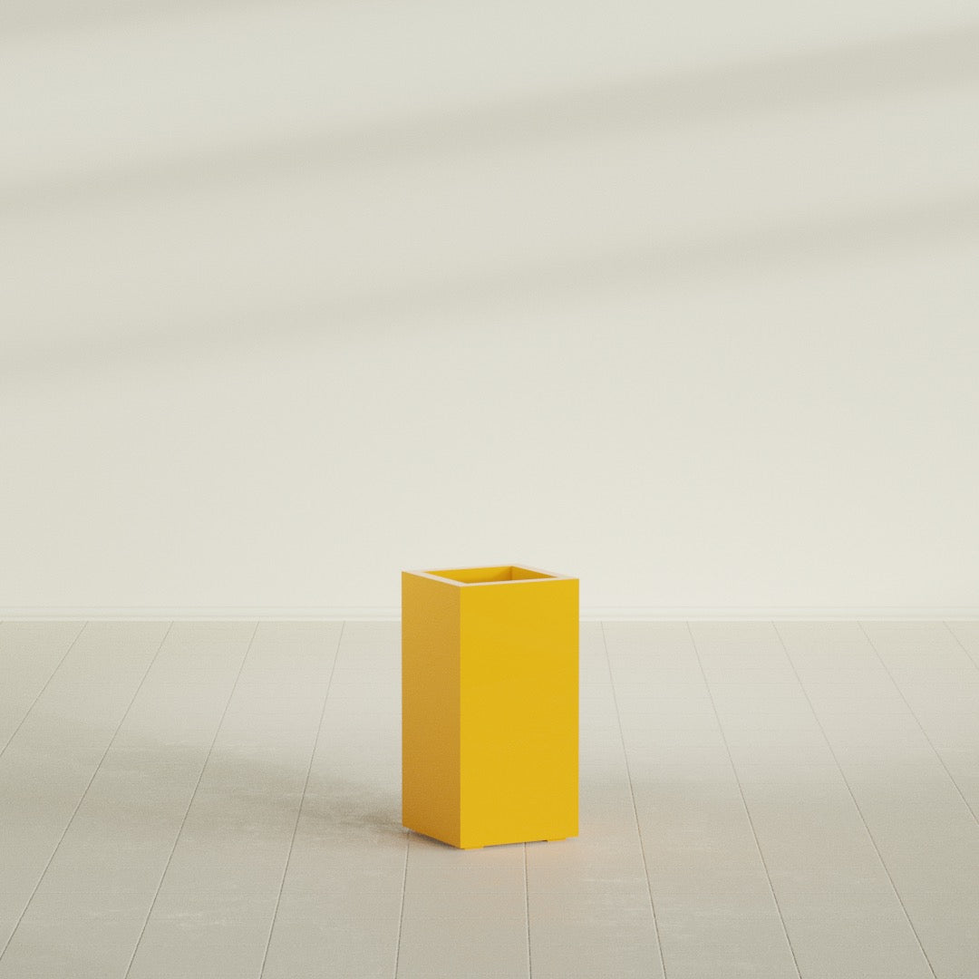 Hollywood Medium Rectangle Fiberglass Planter - 12 in x 12 in x 24 in - Gloss Saffron - Gloss Saffron,12 in x 12 in x 24 in