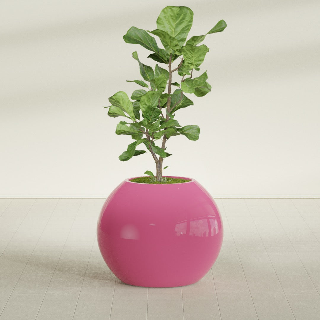 Globe Large Sphere Fiberglass Planter - 30 in x 30 in x 24 in - Gloss Pink Violet - Gloss Pink Violet,30 in x 30 in x 24 in