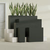 Delray Large Tall Rectangle Fiberglass Planter - 12 in x 12 in x 32 in - Matte Charcoal - Matte Charcoal,12 in x 12 in x 32 in