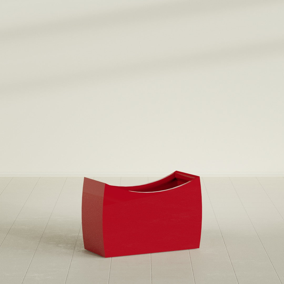 Seoul Large Curved Abstract Fiberglass Planter - 36 in x 16 in x 24 in - Gloss Red - Gloss Red,36 in x 16 in x 24 in