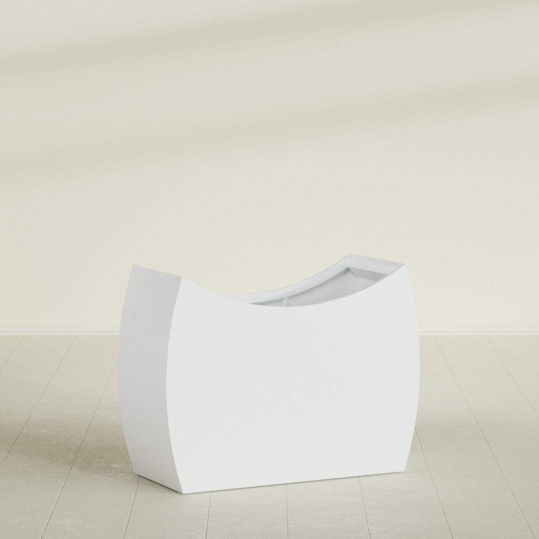 Seoul Extra Large Curved Abstract Fiberglass Planter - 48 in x 20 in x 36 in - Matte White - Matte White,48 in x 20 in x 36 in