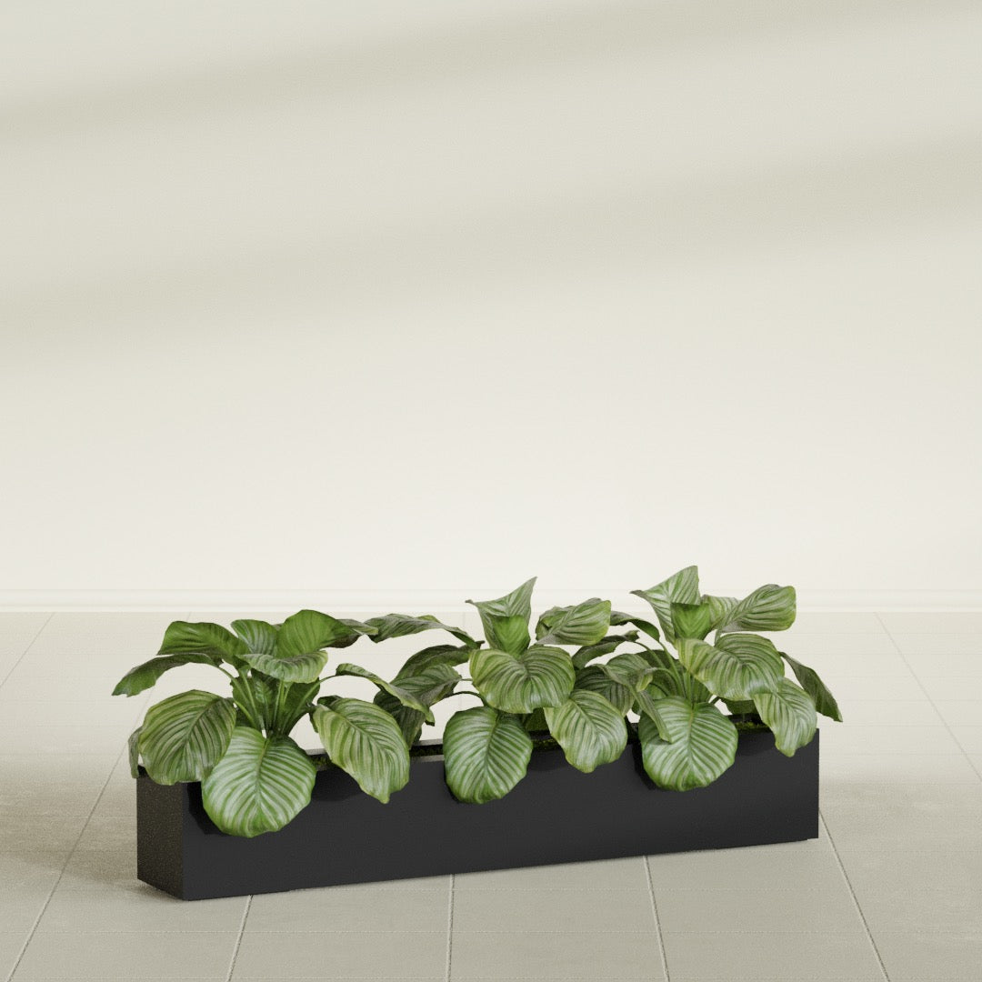 Salon Large Tall Rectangle Fiberglass Planter - 48 in x 8 in x 8 in - Matte Black - Matte Black,48 in x 8 in x 8 in