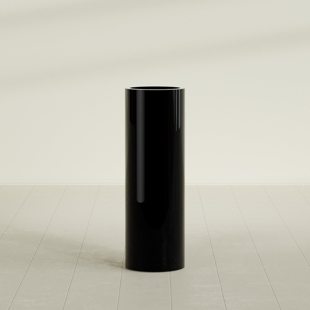 Corry Large Tall Cylinder Fiberglass Planter - 12 in x 12 in x 36 in - Gloss Black - Gloss Black,30 in x 30 in x 32 in