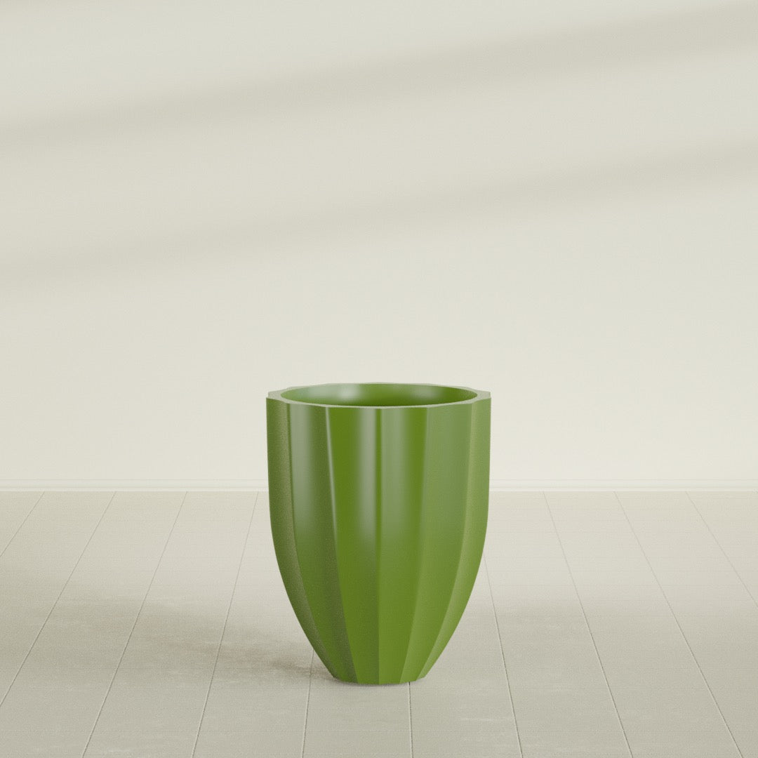 Alicante Medium Round Fiberglass Planter - 22 in x 22 in x 27 in - Satin Green - Satin Green,22 in x 22 in x 27 in