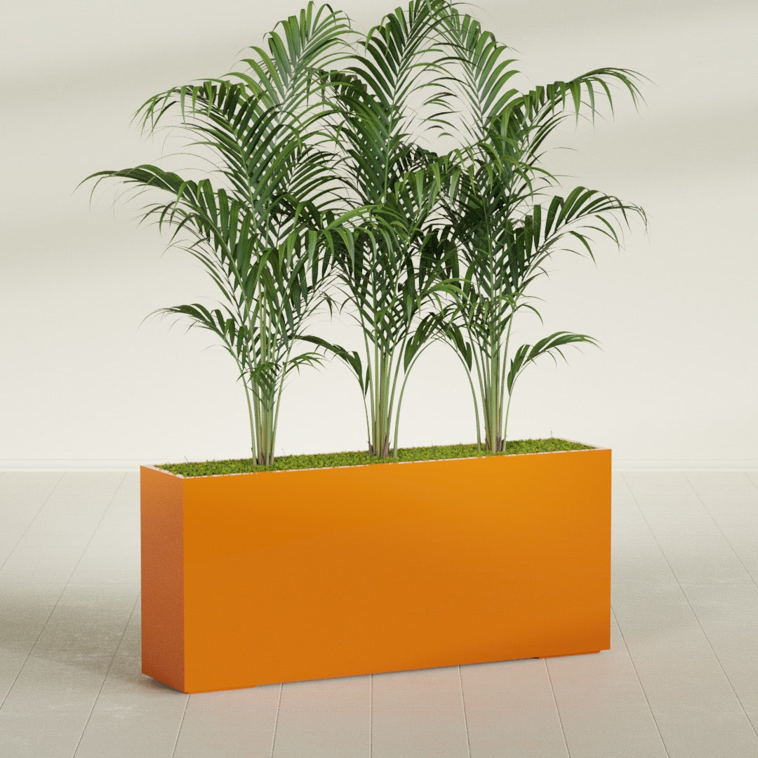 Potsdam Extra Large Long Rectangle Fiberglass Planter - 72 in x 16 in x 32 in - Gloss Tangerine - Gloss Tangerine,72 in x 16 in x 32 in