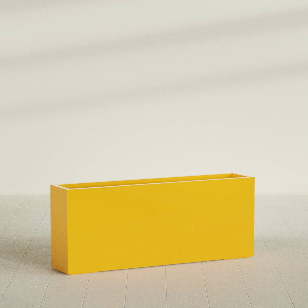 Hollywood Extra Large Narrow Rectangle Fiberglass Planter - 60 in x 12 in x 24 in - Gloss Saffron - Gloss Saffron,60 in x 12 in x 24 in
