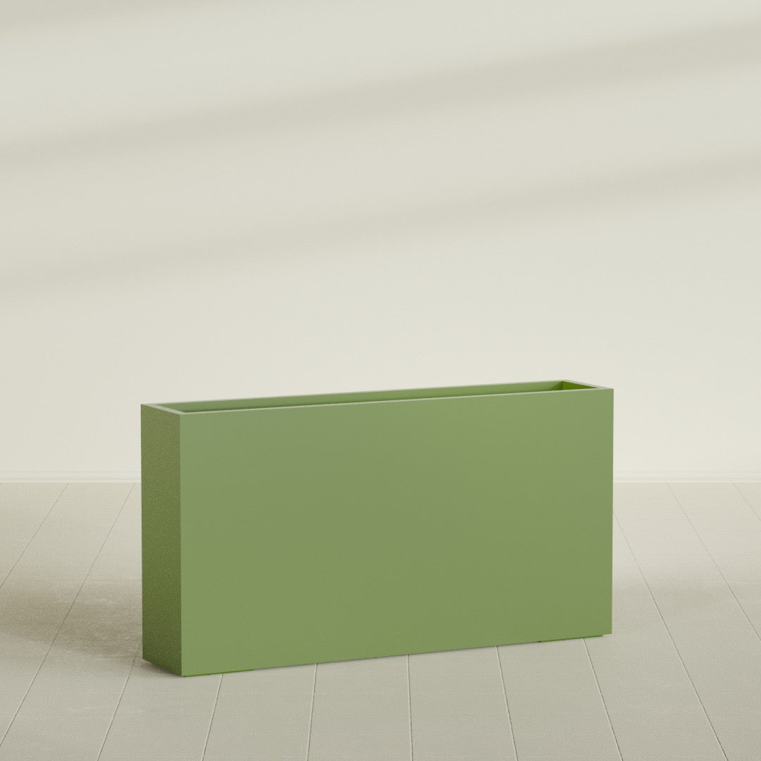 Delray Extra Large Long Rectangle Fiberglass Planter - 60 in x 12 in x 32 in - Satin Green - Satin Green,60 in x 12 in x 32 in