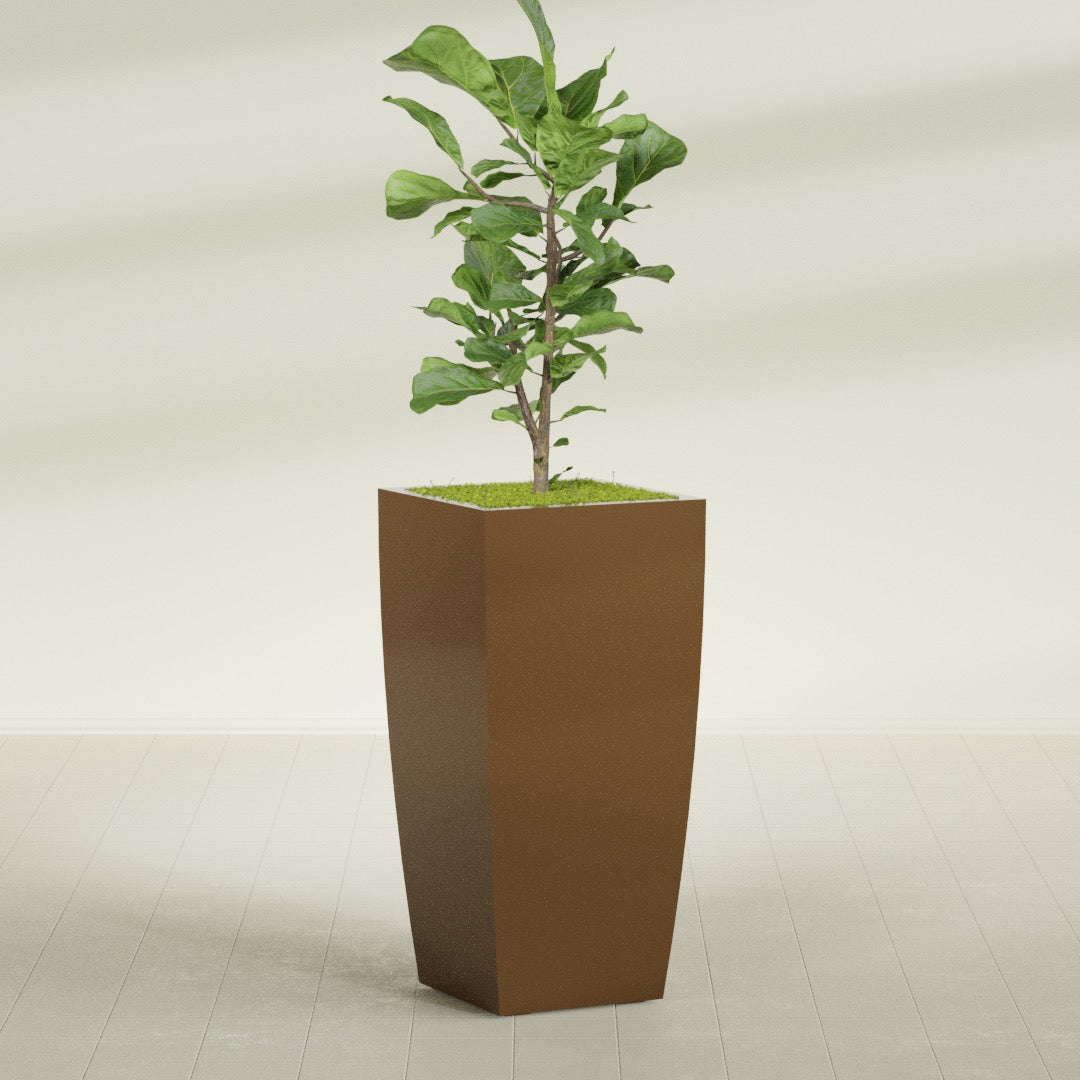 Toulan Extra Large Tall Tapered Square Fiberglass Planter - 23 in x 23 in x 48 in - Metallic Bronze - Metallic Bronze,23 in x 23 in x 48 in