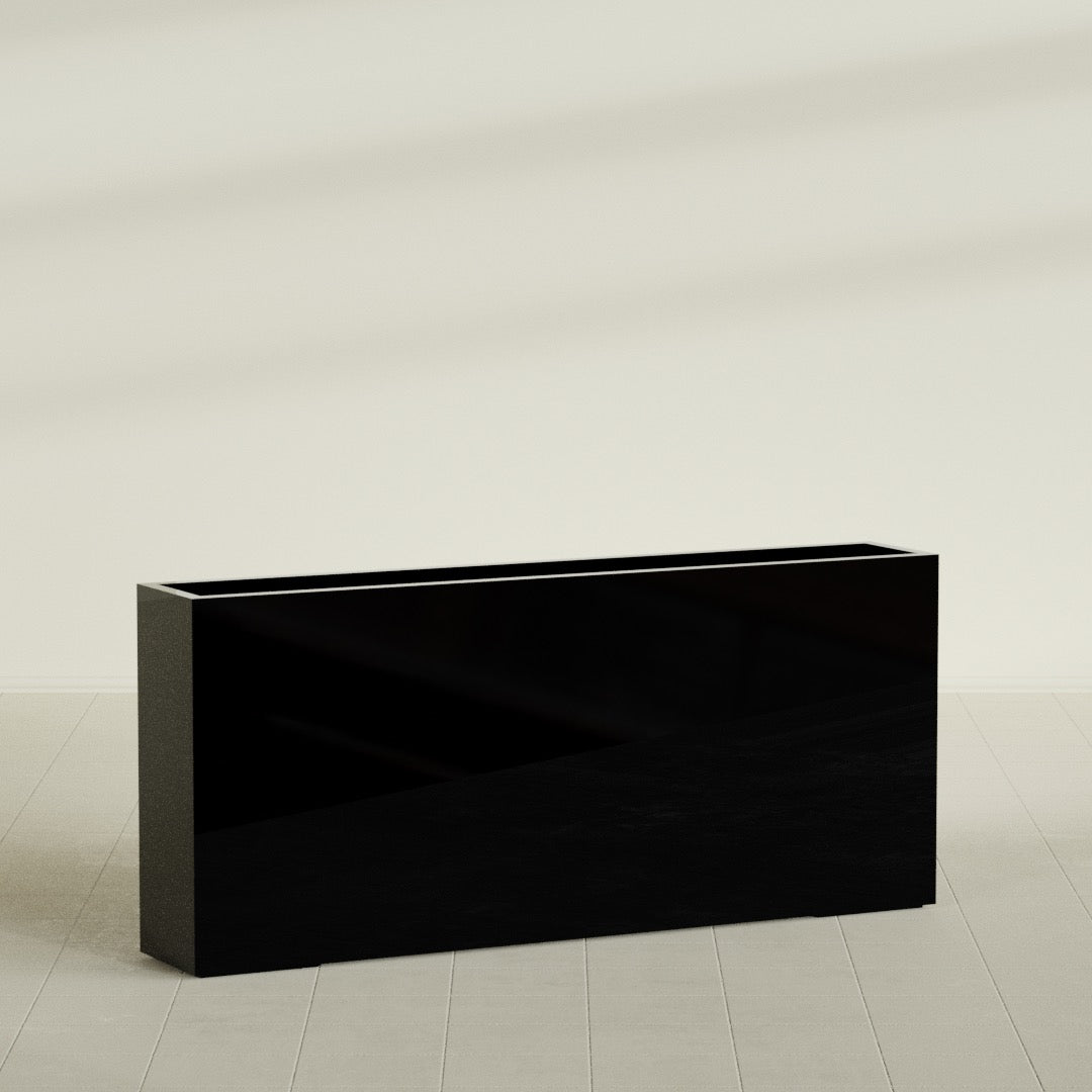 Delray Extra Large Long Rectangle Fiberglass Planter - 72 in x 12 in x 32 in - Gloss Black - Gloss Black,72 in x 12 in x 32 in