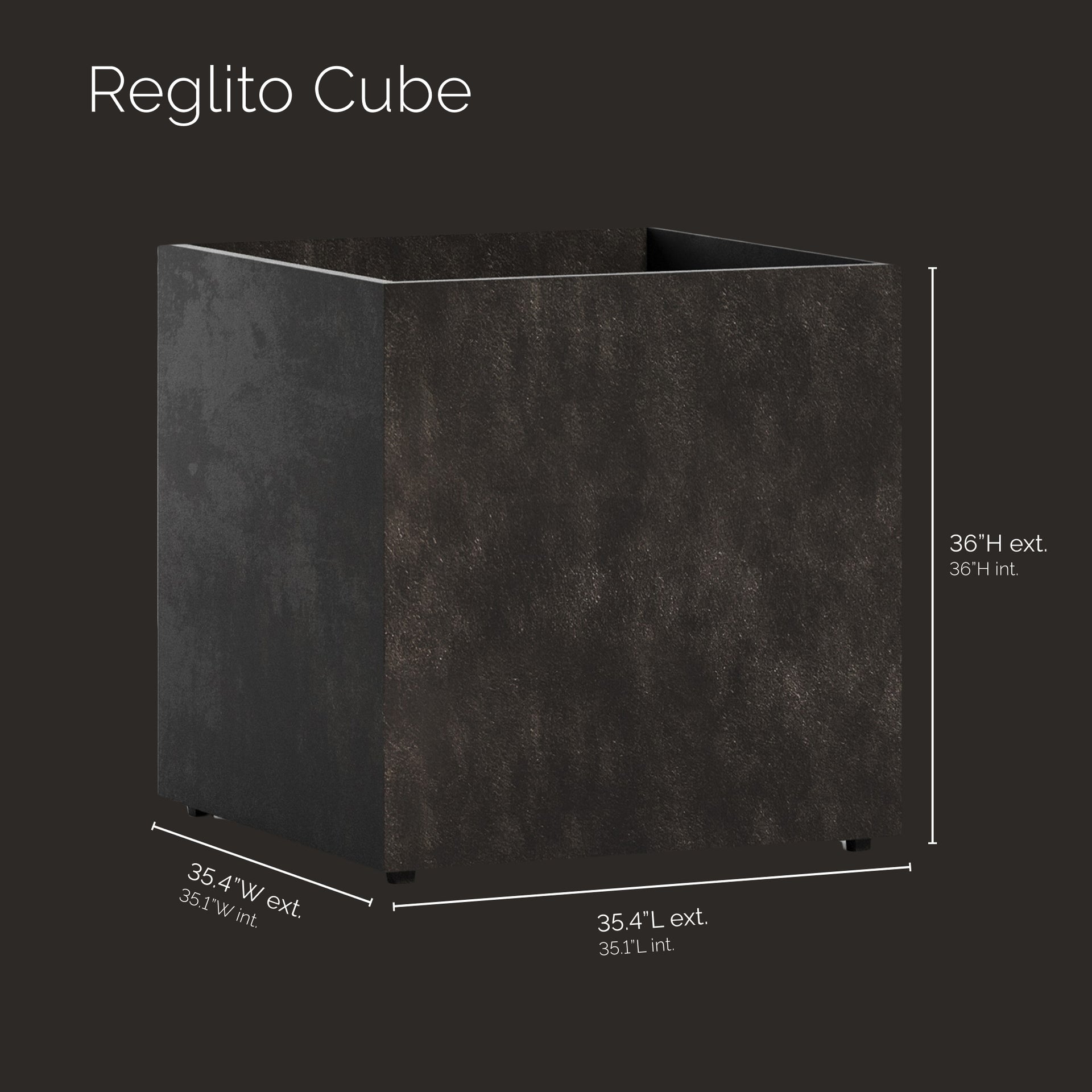 Reglito Cube - 35.5in x 35.5in x 36in - Brown Stone - Brown Stone,35.4 in x 35.4 in x 36 in
