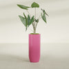 Saint Tropez Large Tall Round Fiberglass Planter - 16 in x 16 in x 38 in - Gloss Pink Violet - Gloss Pink Violet,16 in x 16 in x 38 in