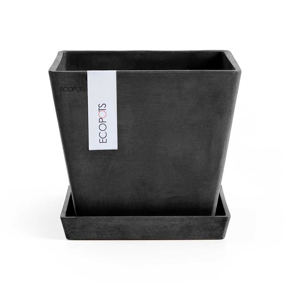 Rotterdam Small Square Planter - 19.75 in x 19.75 in x 17.25 in - Planter + Saucer - Dark Grey - Dark Grey,19.75 in x 19.75 in x 17.25 in,Planter + Saucer