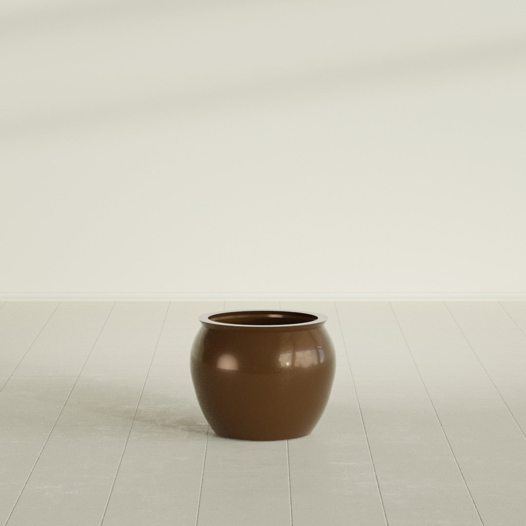Fishbowl Small Round Fiberglass Planter - 16 in x 16 in x 14 in - Metallic Bronze - Metallic Bronze,16 in x 16 in x 14 in