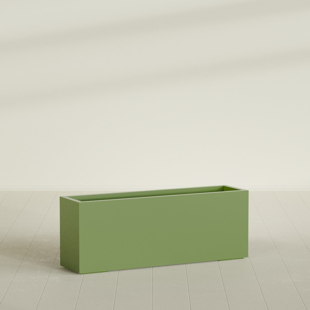 Miami Extra Large Narrow Rectangle Fiberglass Planter - 48 in x 12 in x 18 in - Satin Green - Satin Green,48 in x 12 in x 18 in