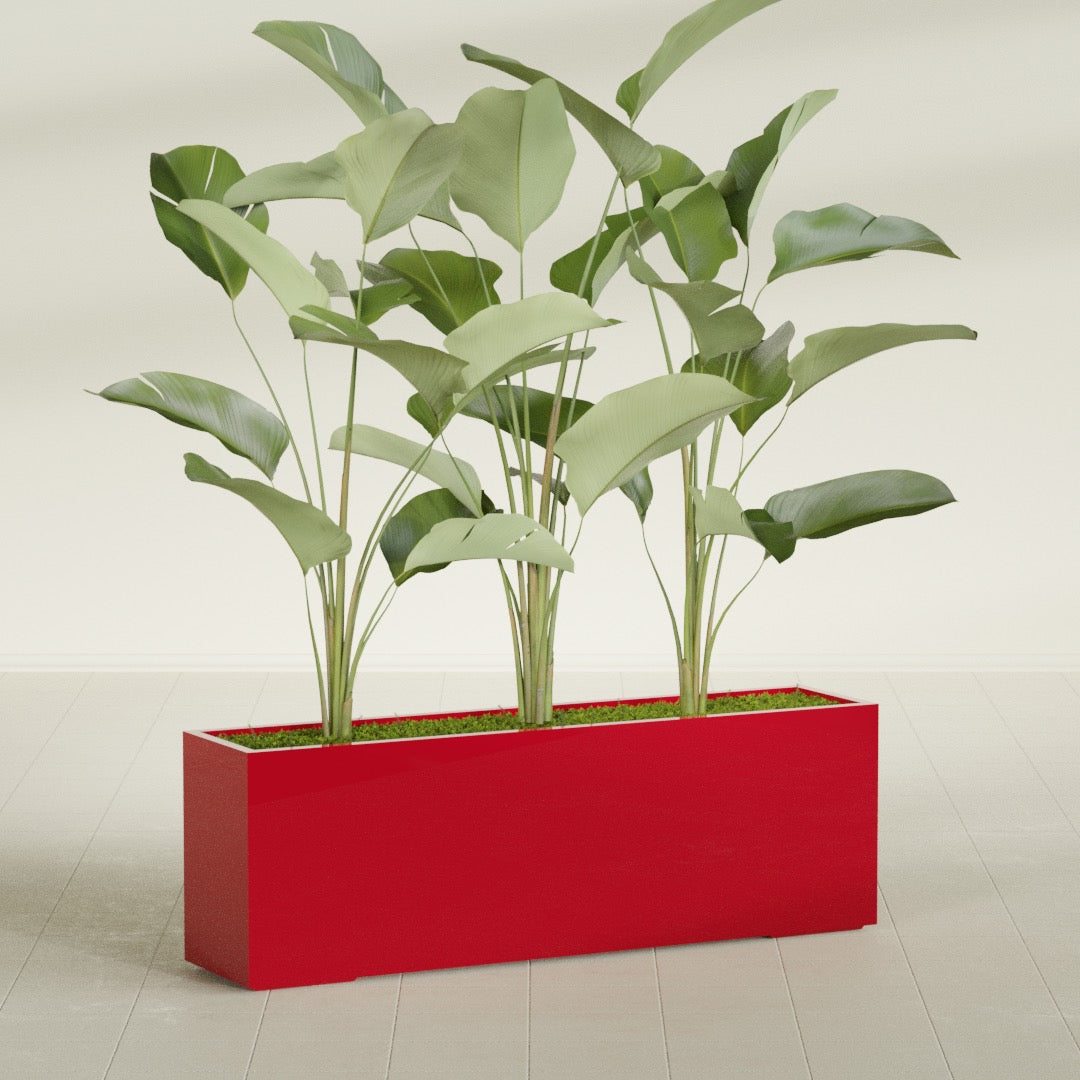Tolga Extra Large Long Rectangle Fiberglass Planter - 72 in x 16 in x 24 in - Gloss Red - Gloss Red,72 in x 16 in x 24 in
