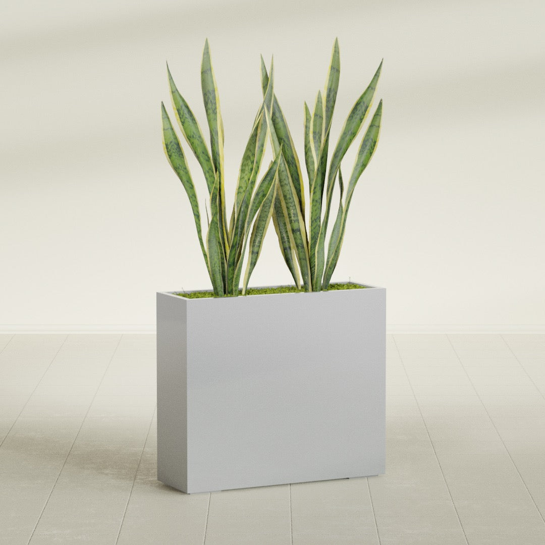 Perth Extra Large Long Rectangle Fiberglass Planter - 48 in x 16 in x 42 in - Metallic Silver - Metallic Silver,48 in x 16 in x 42 in