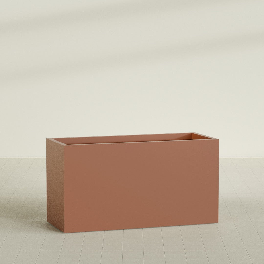 Brisbane Extra Large Long Rectangle Fiberglass Planter - 60 in x 24 in x 32 in - Matte Terracotta - Matte Terracotta,60 in x 24 in x 32 in
