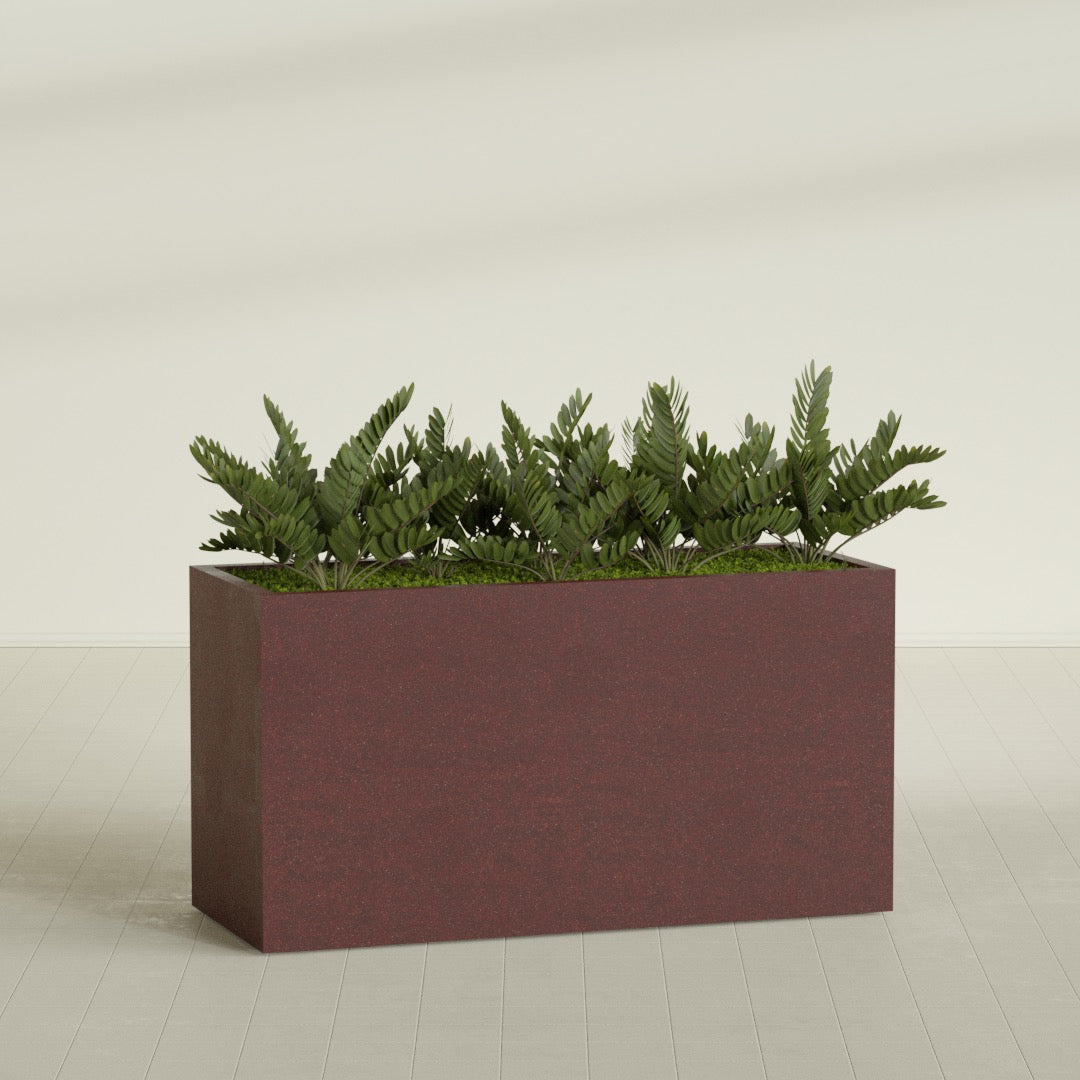 24"-Wide Rectangle - 60in x 24in x 32in - Weathered Steel - Rust - Weathered Steel - Rust,60 in x 24 in x 32 in