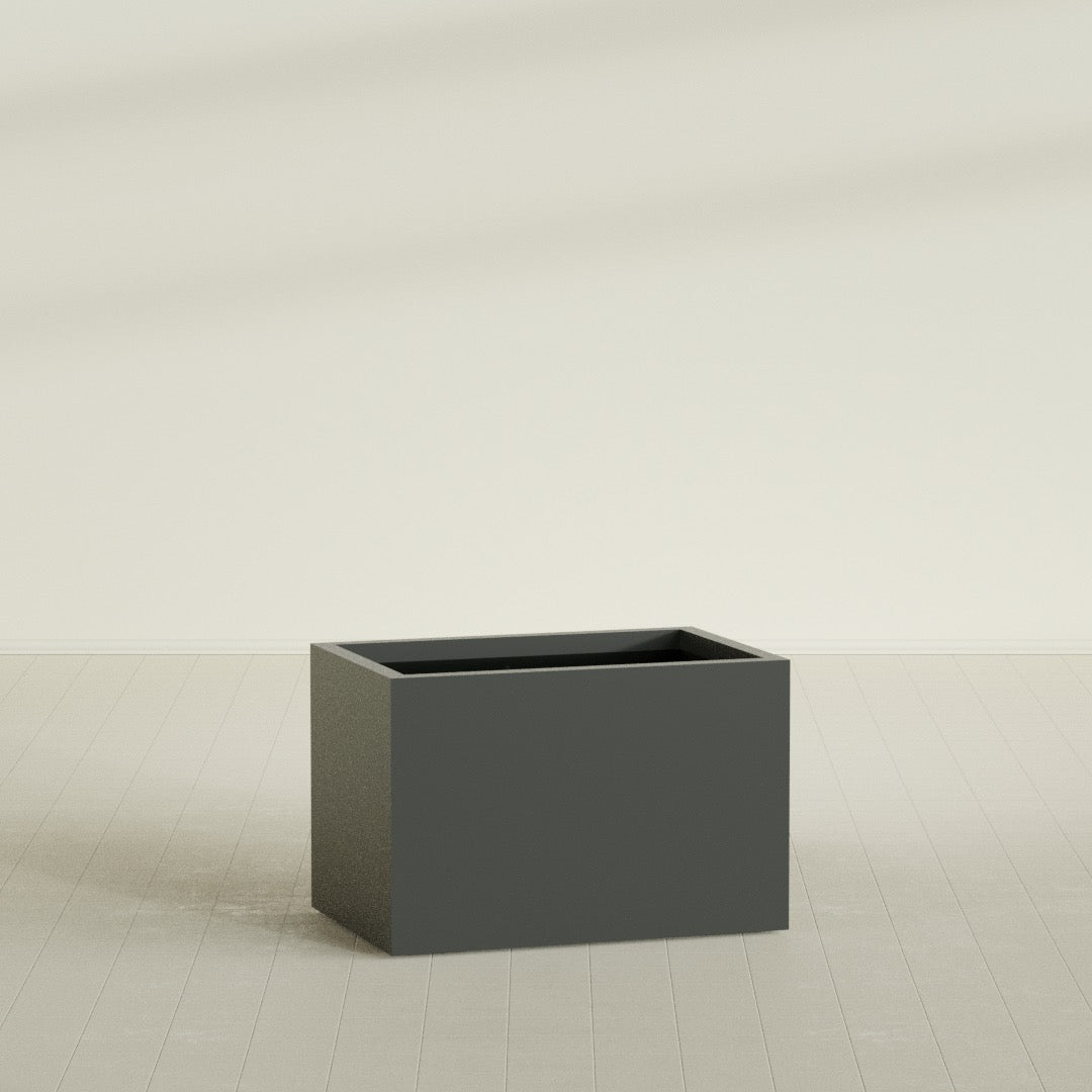 Granada Large Rectangle Fiberglass Planter - 36 in x 24 in x 24 in - Matte Charcoal - Matte Charcoal,36 in x 24 in x 24 in