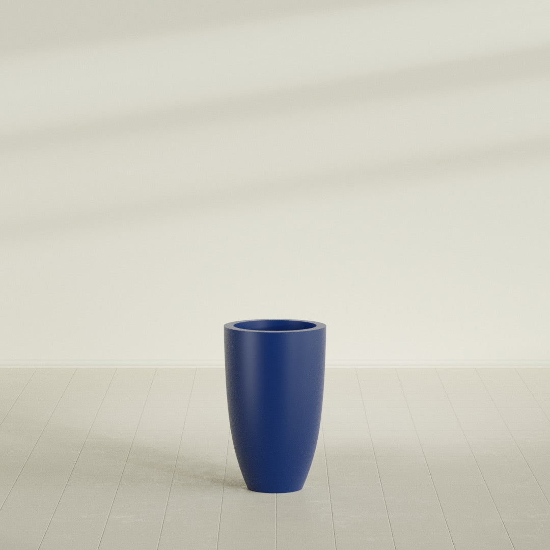 Brannan Medium Round Fiberglass Planter - 18 in x 18 in x 29 in - Matte Cobalt Blue - Matte Cobalt Blue,18 in x 18 in x 29 in
