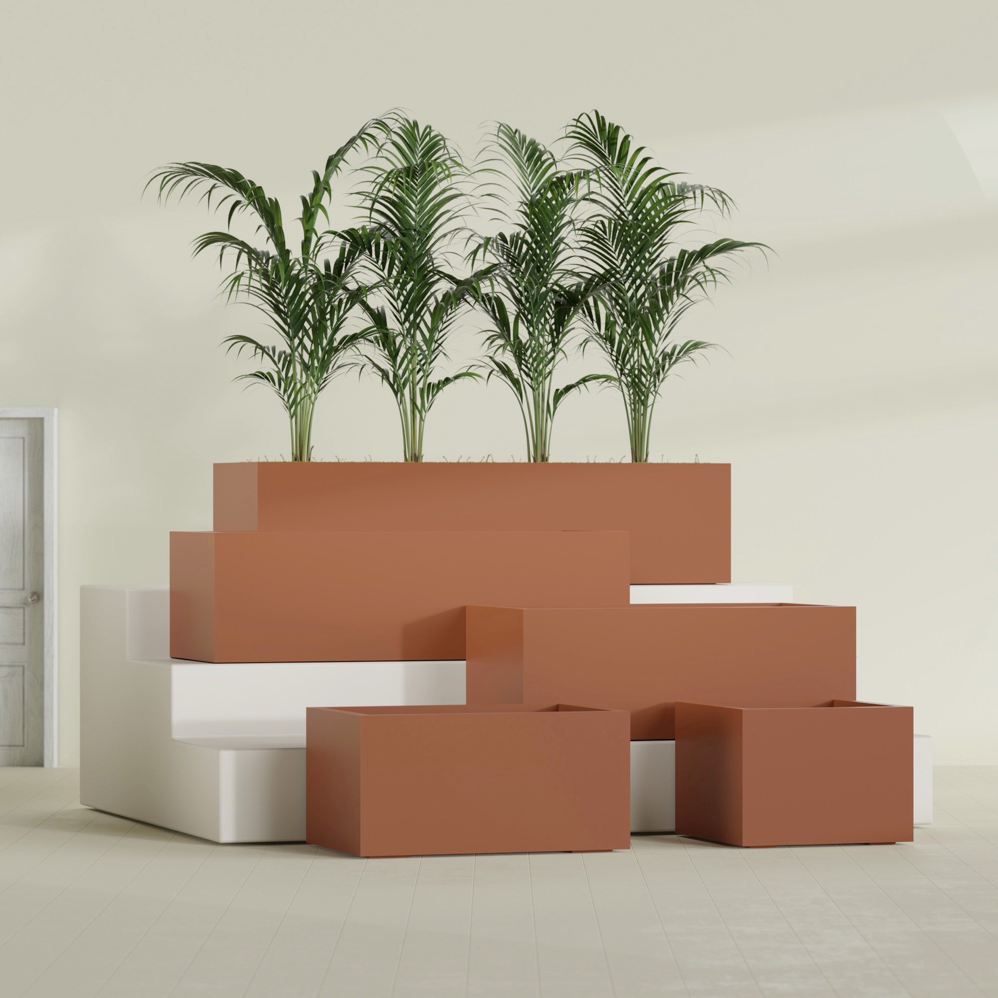 Torino Large Wide Rectangle Fiberglass Planter - 36 in x 24 in x 18 in - Matte Terracotta - Matte Terracotta,36 in x 24 in x 18 in