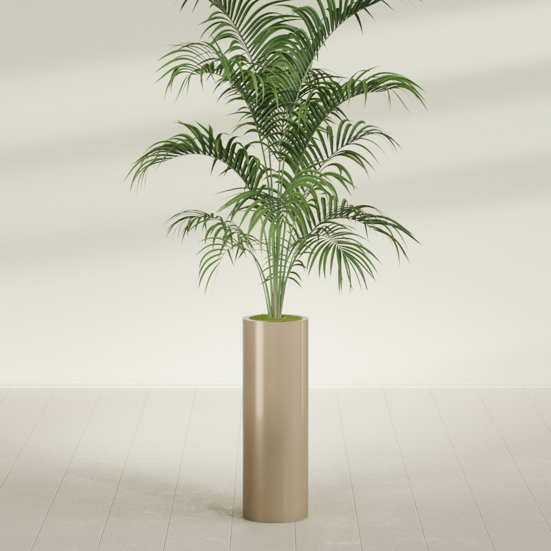 Corry Large Tall Cylinder Fiberglass Planter - 10 in x 10 in x 30 in - Metallic Gold - Metallic Gold,10 in x 10 in x 30 in