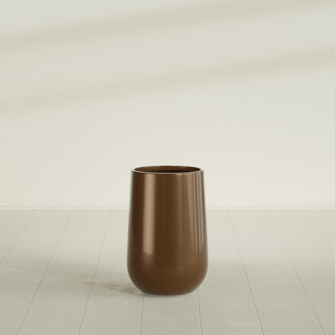 Tall Hayden Medium Round Fiberglass Planter - 12 in x 12 in x 20 in - Metallic Bronze - Metallic Bronze,12 in x 12 in x 20 in