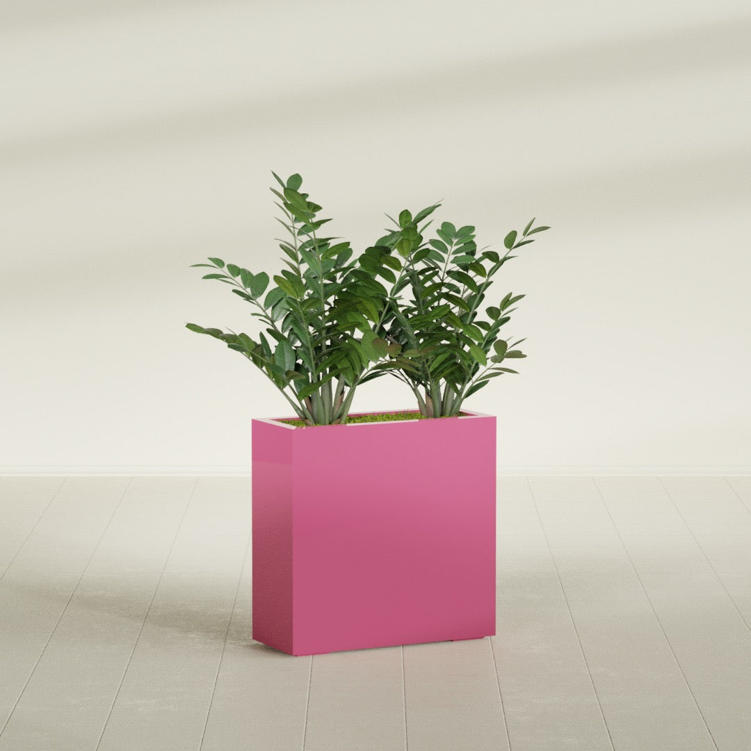 Milano Medium Narrow Rectangle Fiberglass Planter - 24 in x 10 in x 24 in - Gloss Pink Violet - Gloss Pink Violet,24 in x 10 in x 24 in