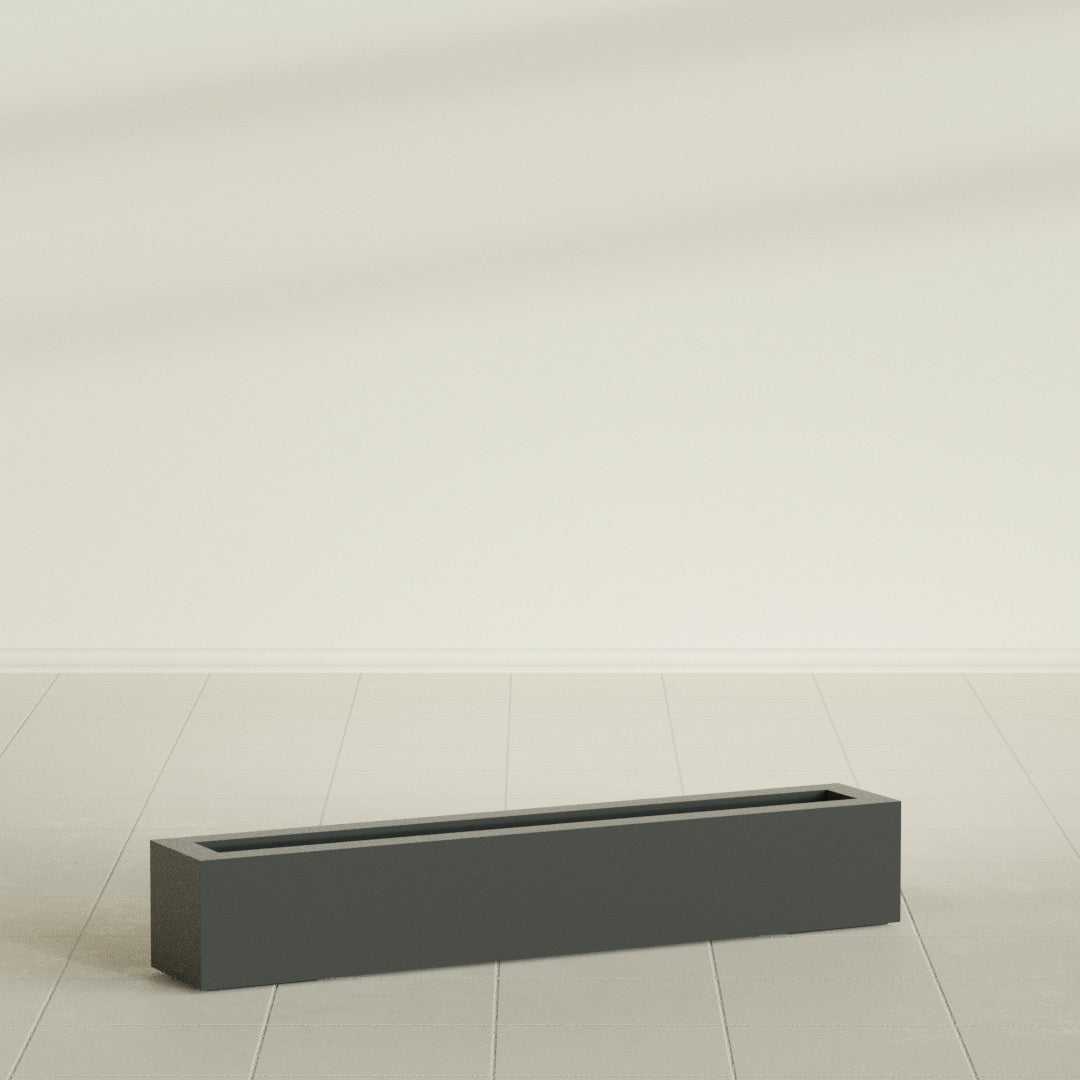 Salon Large Tall Rectangle Fiberglass Planter - 48 in x 8 in x 8 in - Matte Charcoal - Matte Charcoal,48 in x 8 in x 8 in