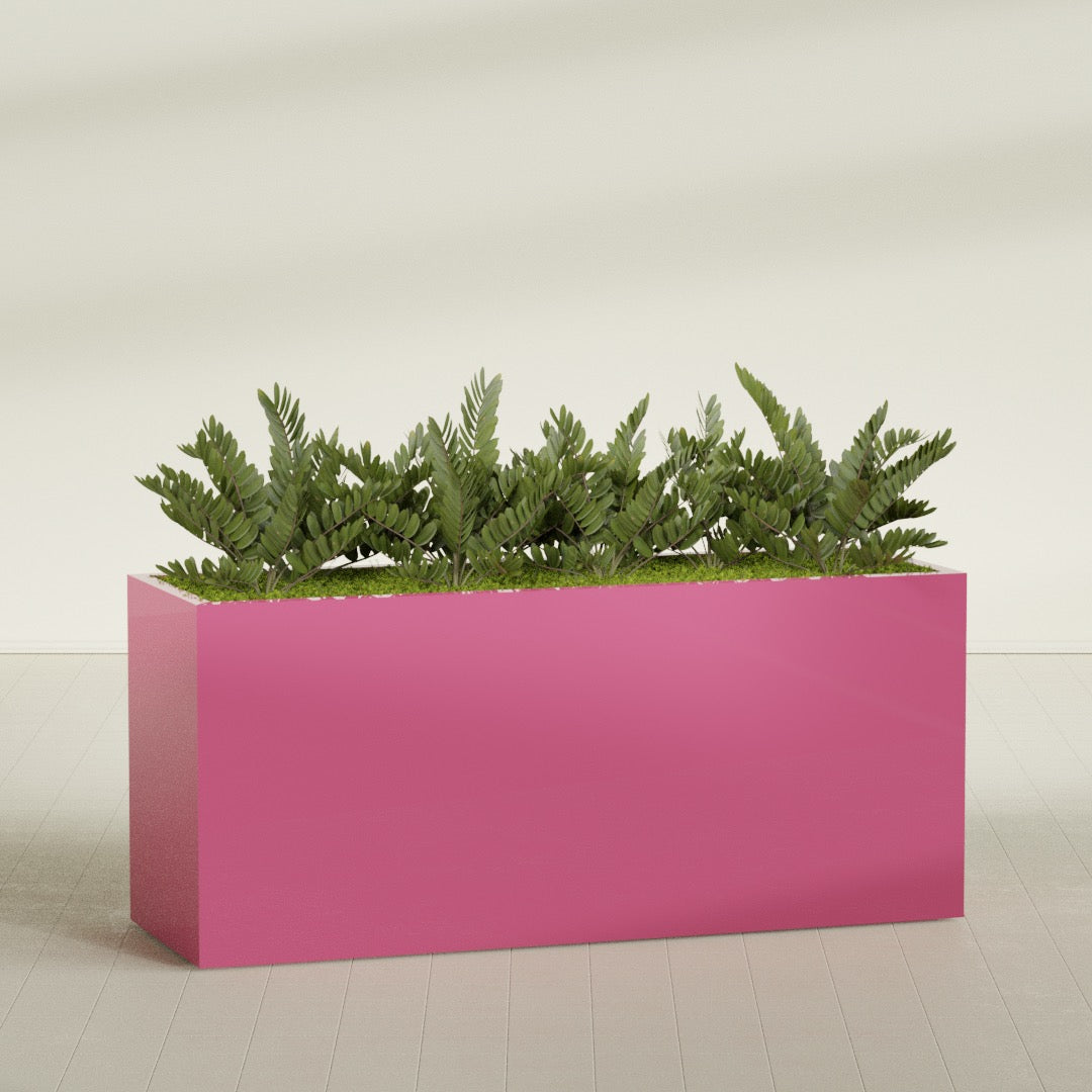 Brisbane Extra Large Long Rectangle Fiberglass Planter - 72 in x 24 in x 32 in - Gloss Pink Violet - Gloss Pink Violet,72 in x 24 in x 32 in