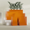 Darwin Large Tall Rectangle Fiberglass Planter - 24 in x 24 in x 42 in - Gloss Tangerine - Gloss Tangerine,24 in x 24 in x 42 in
