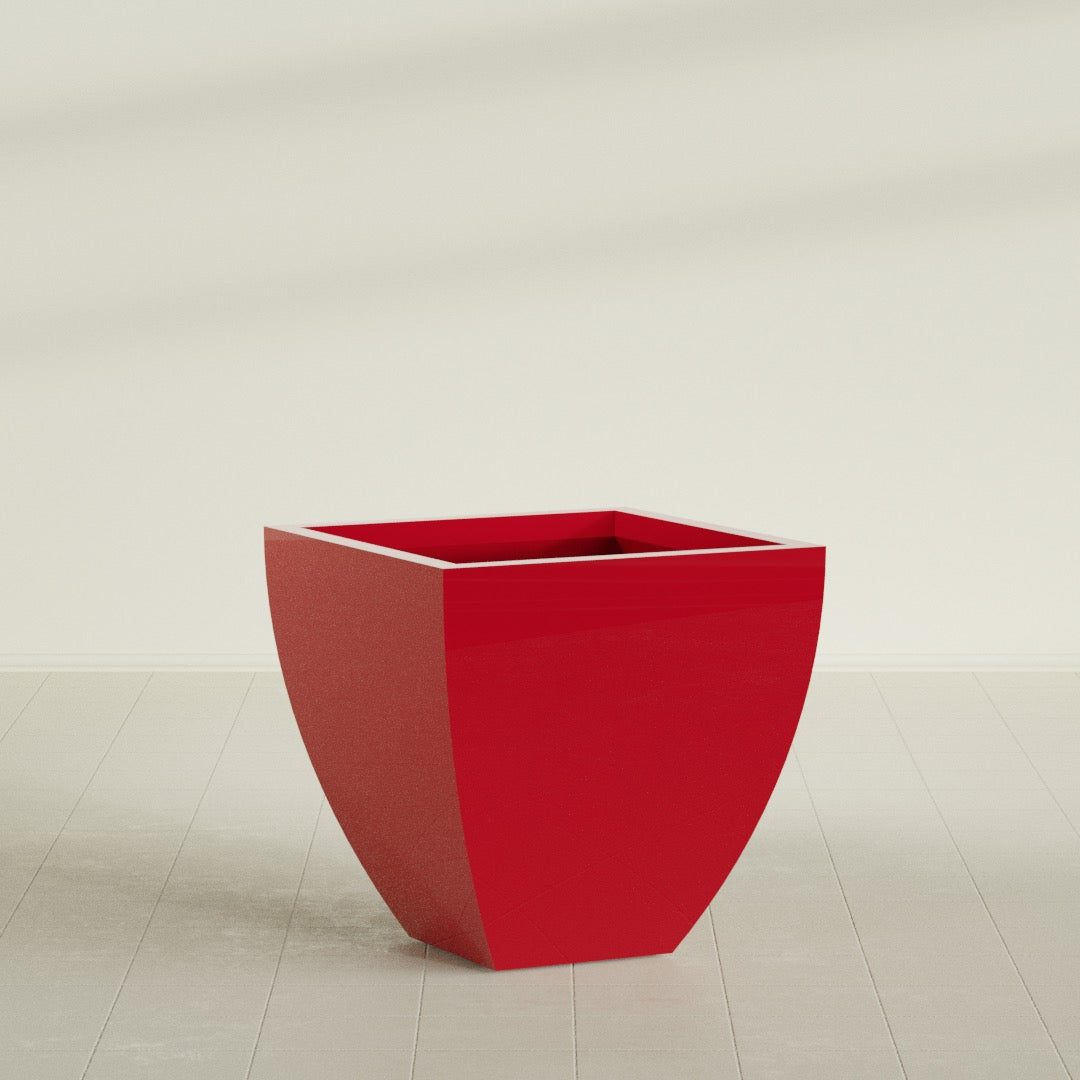 Lima Large Tapered Square Fiberglass Planter - 30 in x 30 in x 30 in - Gloss Red - Gloss Red,30 in x 30 in x 30 in