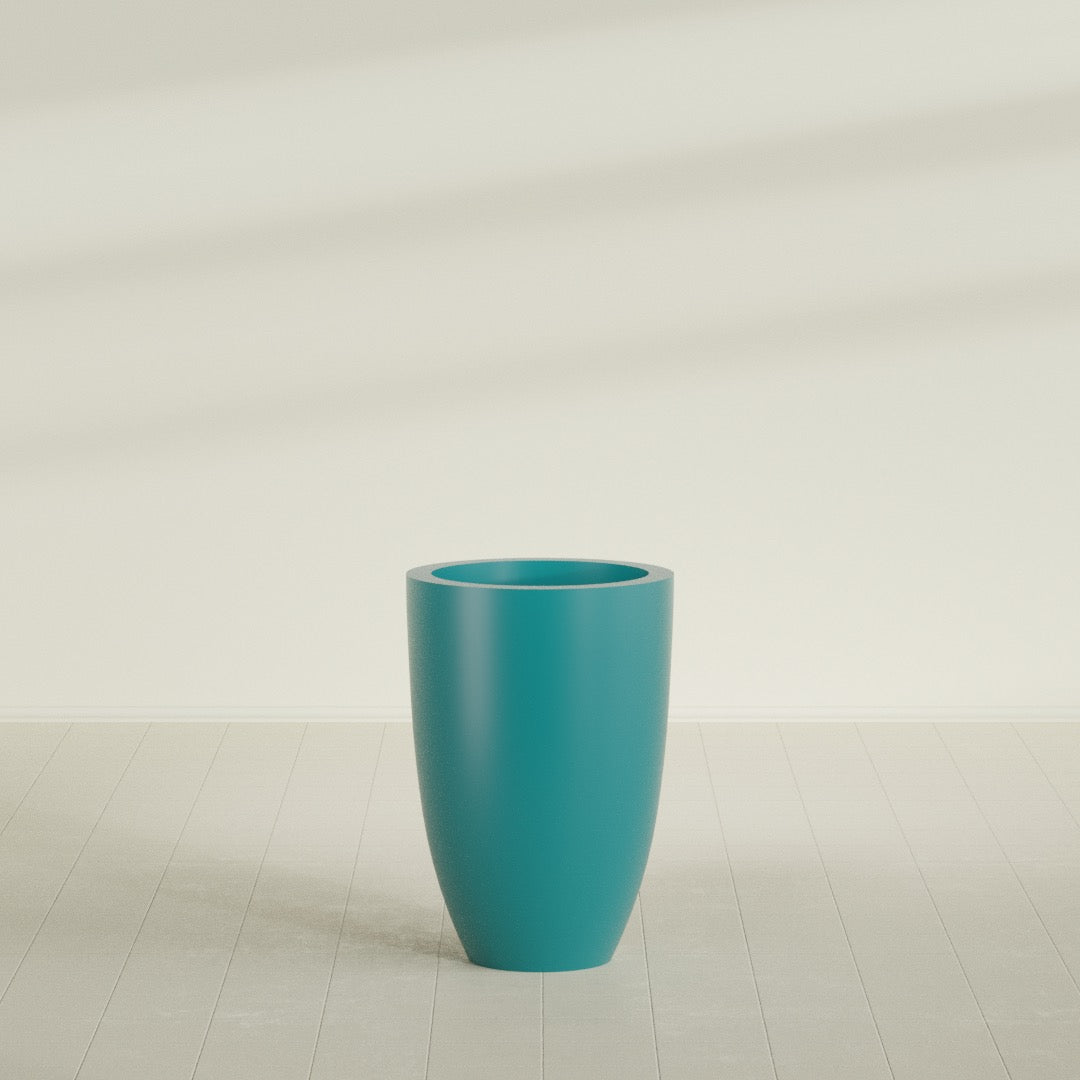 Brannan Large Round Fiberglass Planter - 24 in x 24 in x 35 in - Satin Sea Foam - Satin Sea Foam,24 in x 24 in x 35 in