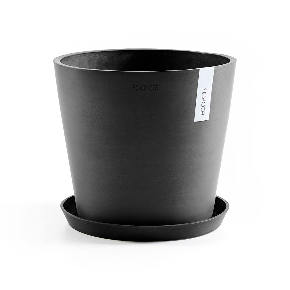 Amsterdam Small Round Planter - 15.8 in x 15.8 in x 13.8 in - Planter + Saucer - Dark Grey - Dark Grey,15.75 in x 15.75 in x 13.75 in,Planter + Saucer
