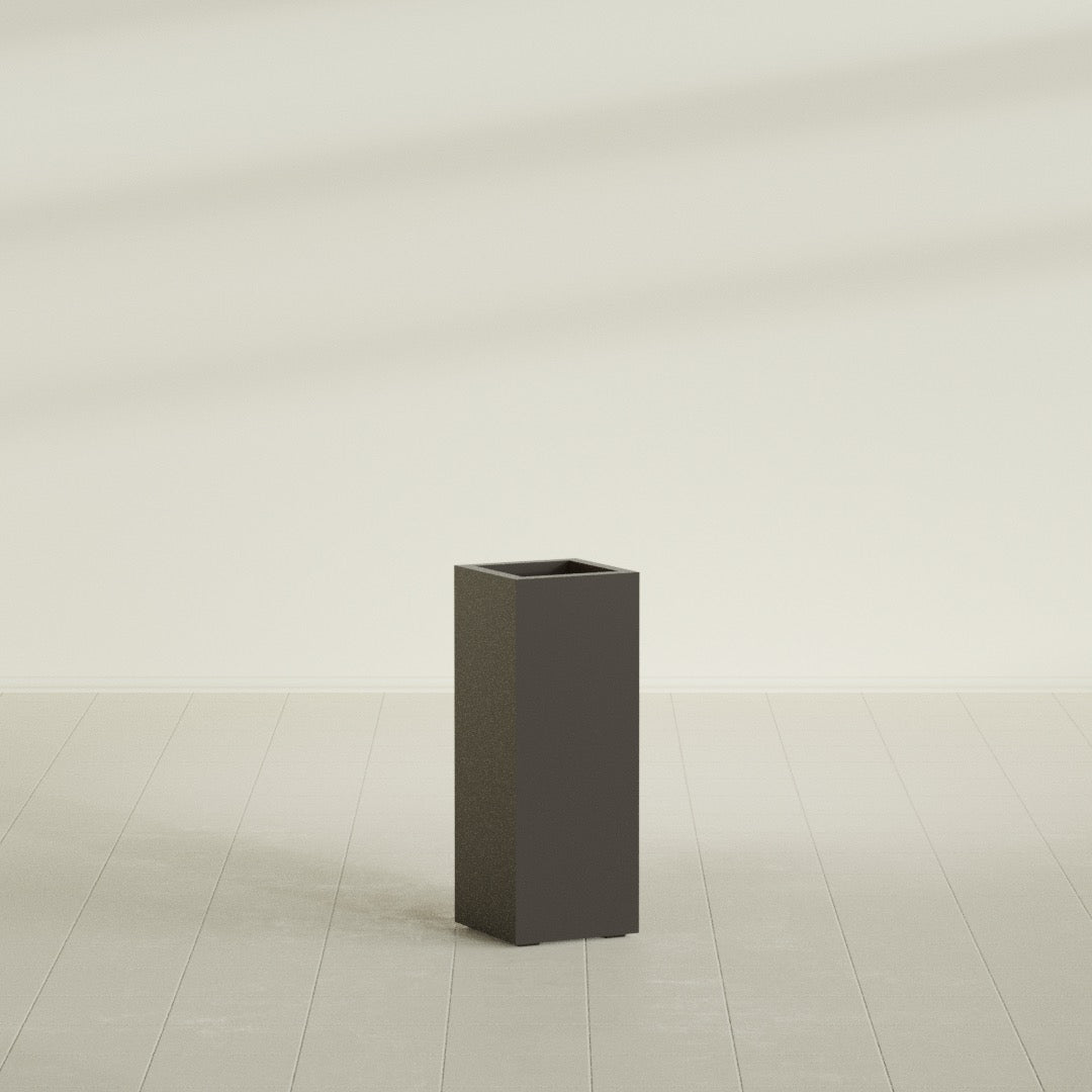Delray Large Tall Rectangle Fiberglass Planter - 12 in x 12 in x 32 in - Matte Brown - Matte Brown,12 in x 12 in x 32 in