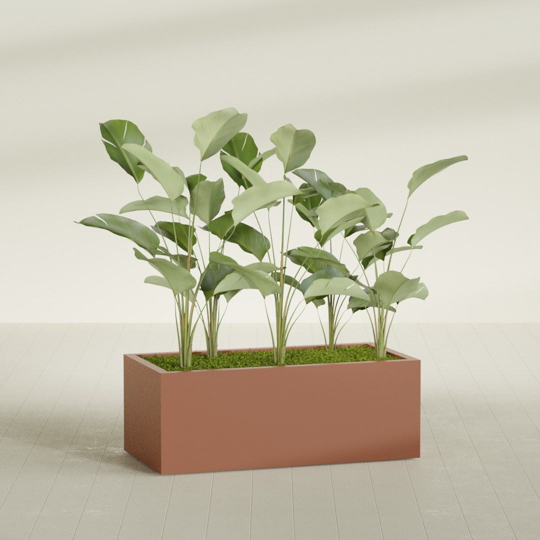 Torino Extra Large Wide Rectangle Fiberglass Planter - 48 in x 24 in x 18 in - Matte Terracotta - Matte Terracotta,48 in x 24 in x 18 in