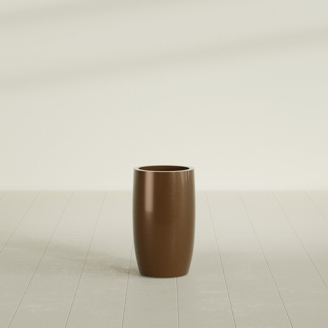 Lisbon Medium Round Fiberglass Planter - 14 in x 14 in x 25 in - Metallic Bronze - Metallic Bronze,14 in x 14 in x 25 in