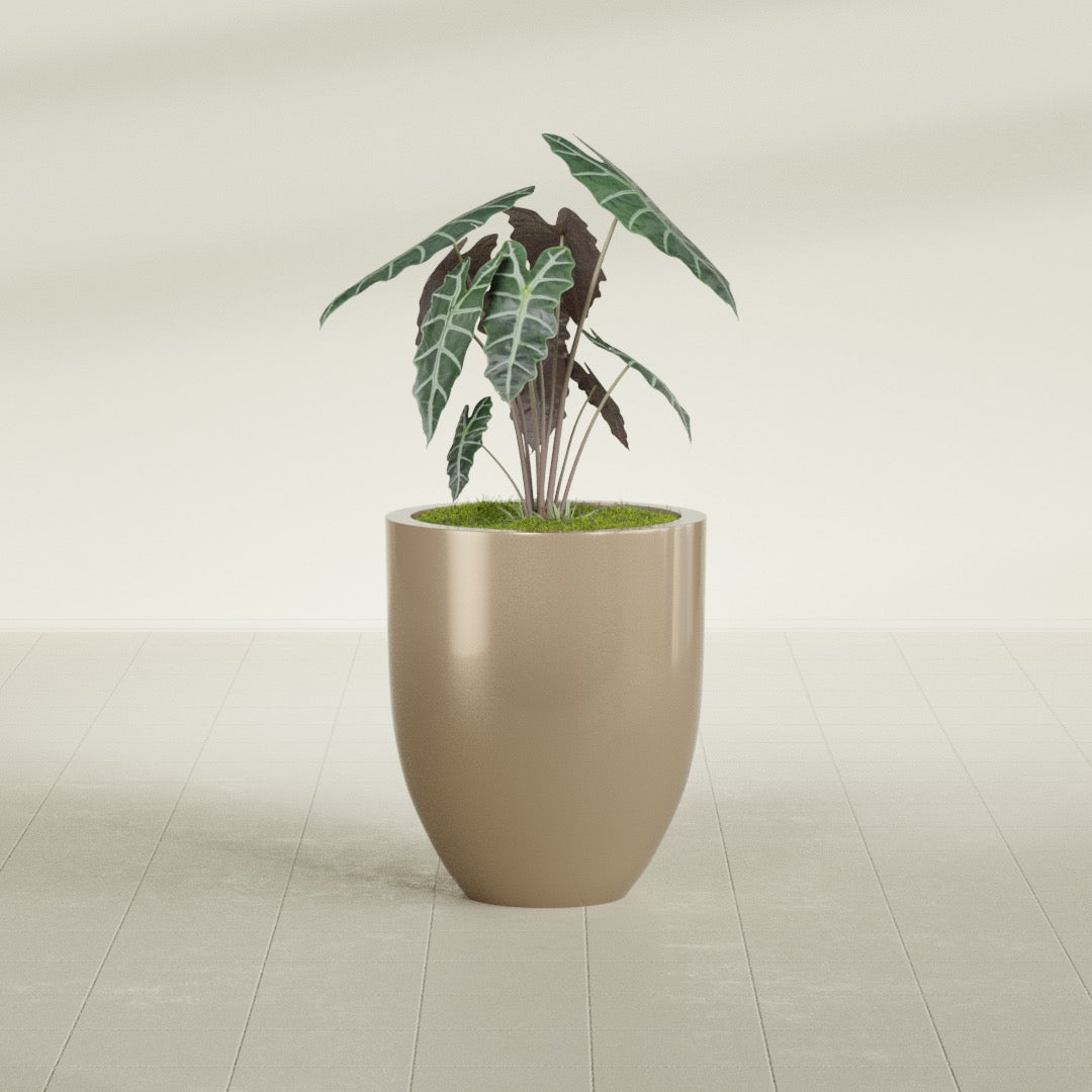 Valencia Medium Round Fiberglass Planter - 20 in x 20 in x 23 in - Metallic Gold - Metallic Gold,20 in x 20 in x 23 in